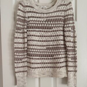 Caslon Textured Striped Sweater - Cream and Brown